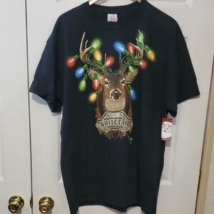 Ugly Dec 25 Deer Graphic T-Shirt with Colorful Lights XL